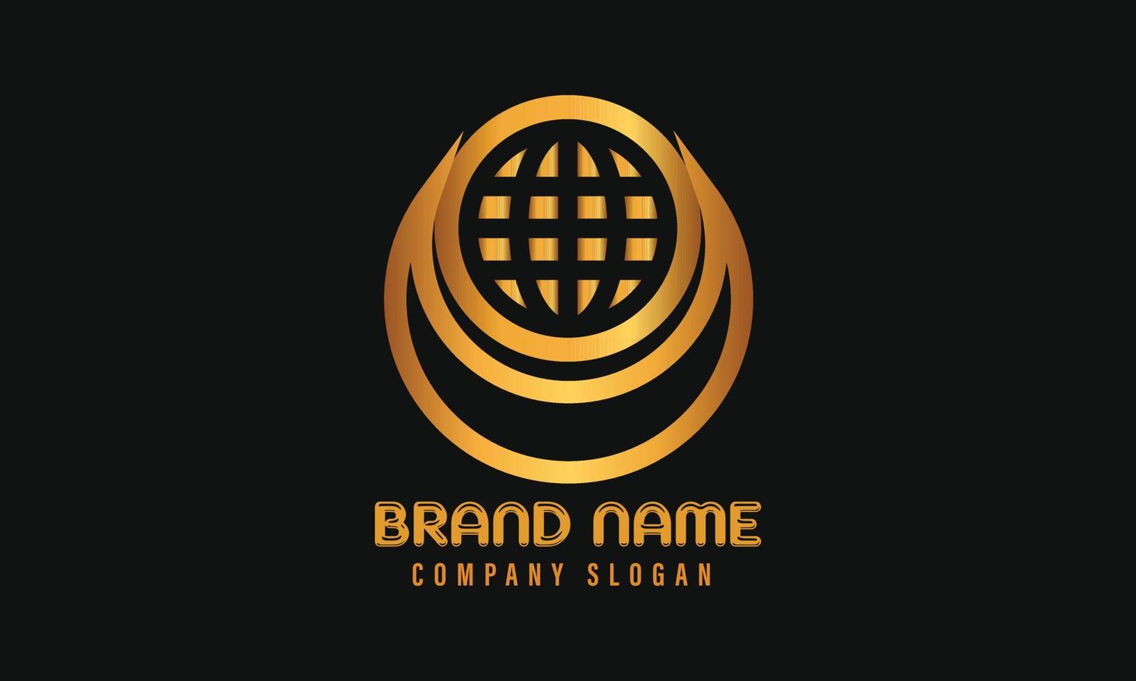 Golden colour glove brand logo design. vector