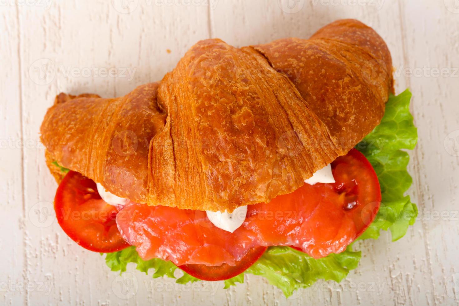 Croissant with salmon photo