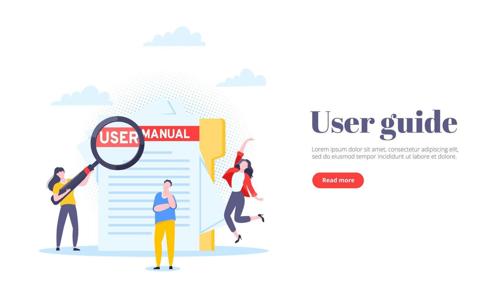 User manual guide book flat style design vector illustration.