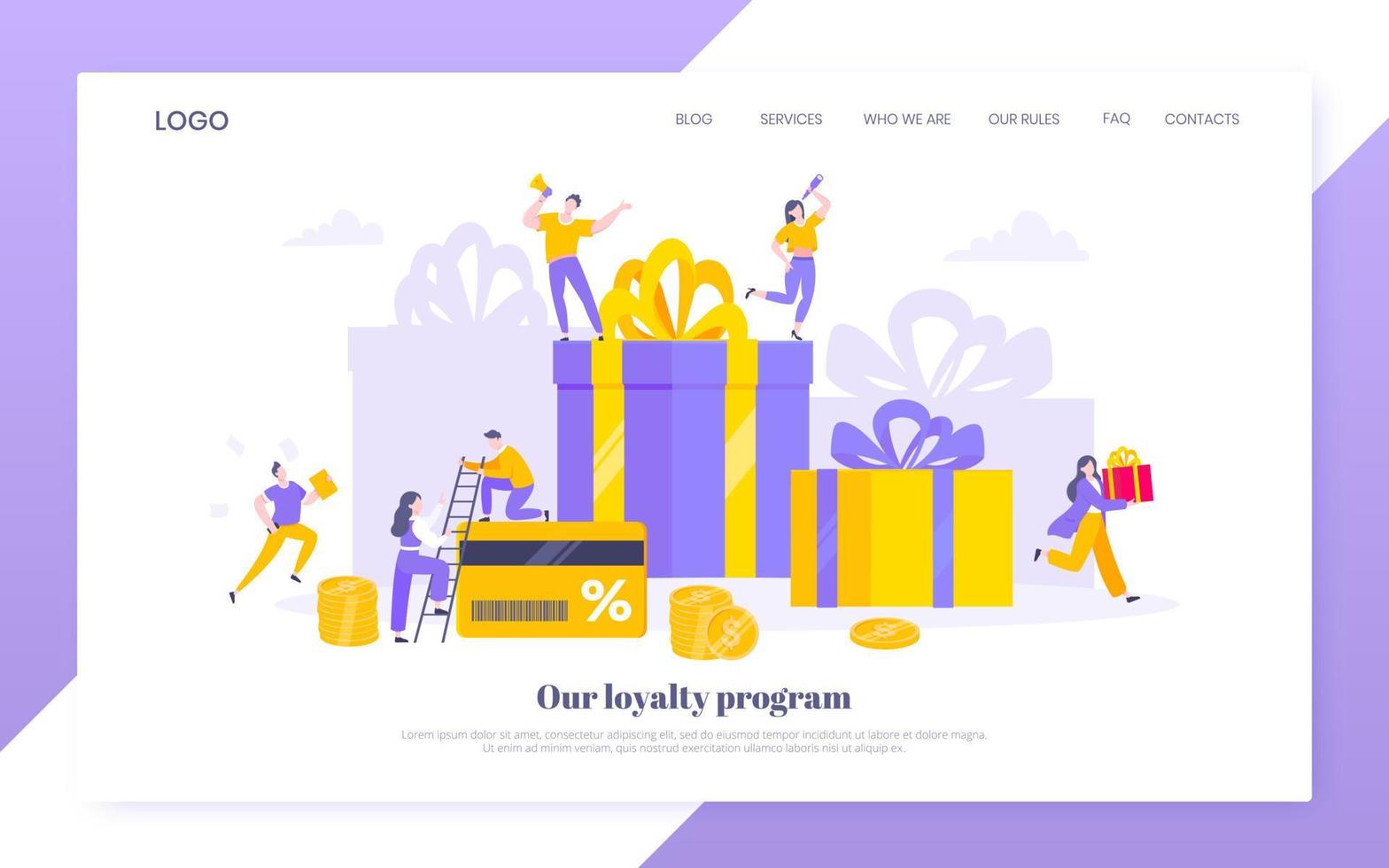 Earn loyalty program points and get online reward and gifts. vector