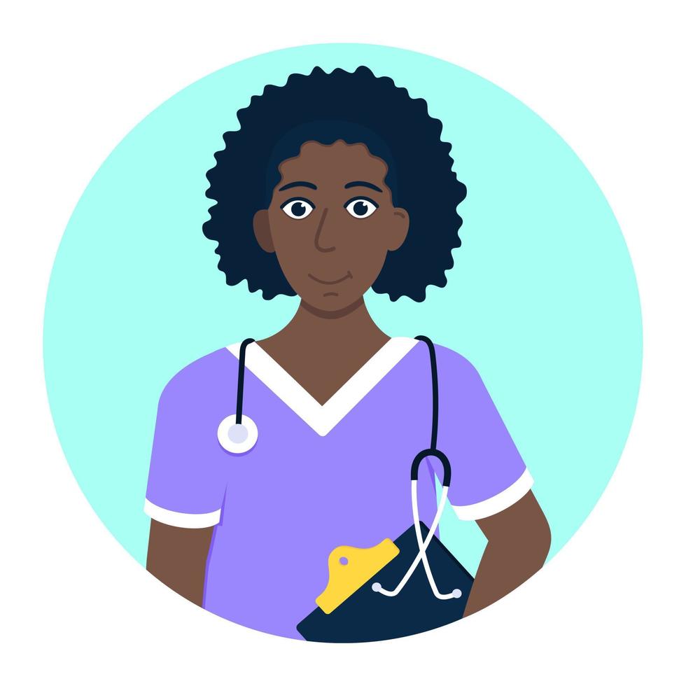 médico avatar personaje de pie en el círculo estilo plano diseño vector ilustración