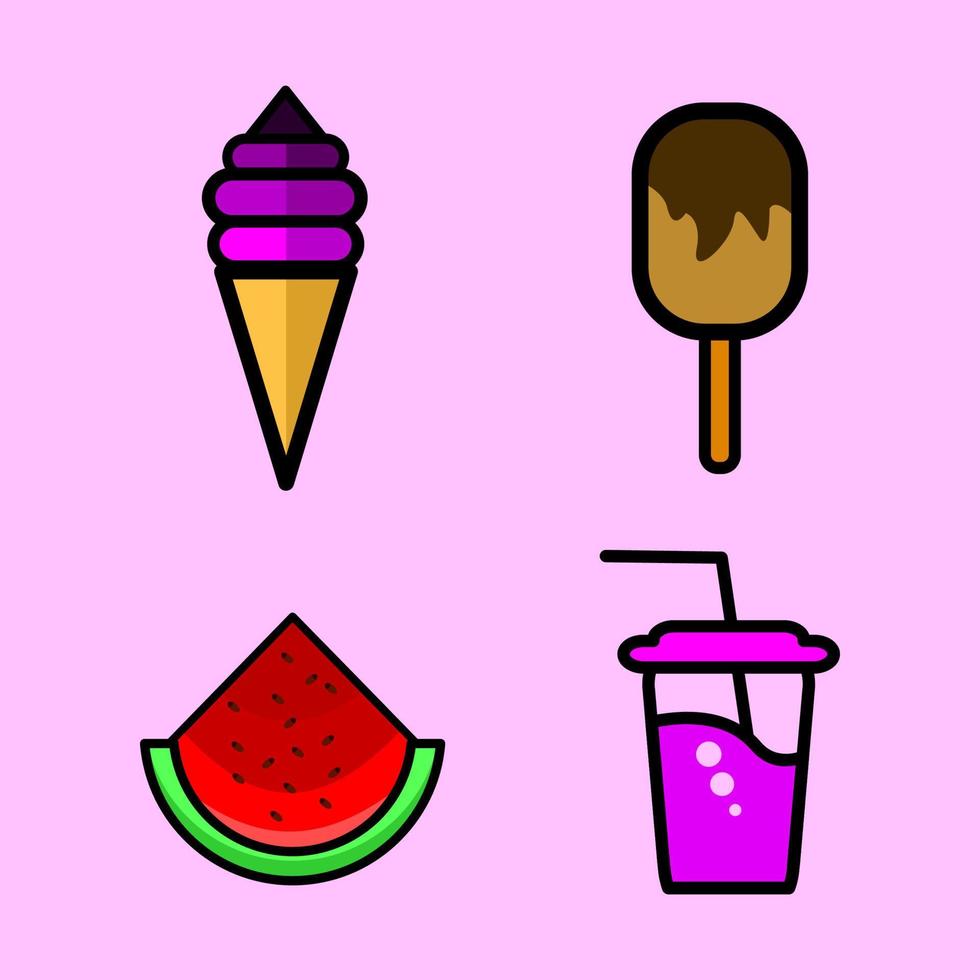 Summer food and drink vector