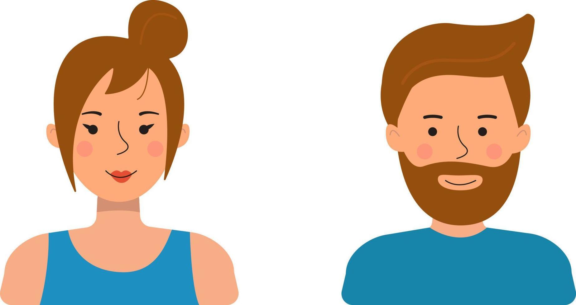 Avatars of people in a flat style. Vector illustration of a man and a woman isolated on a white background.