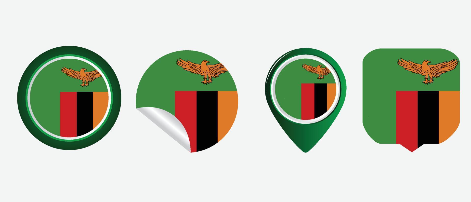 Zambia flag icon . web icon set . icons collection flat. Simple vector illustration.