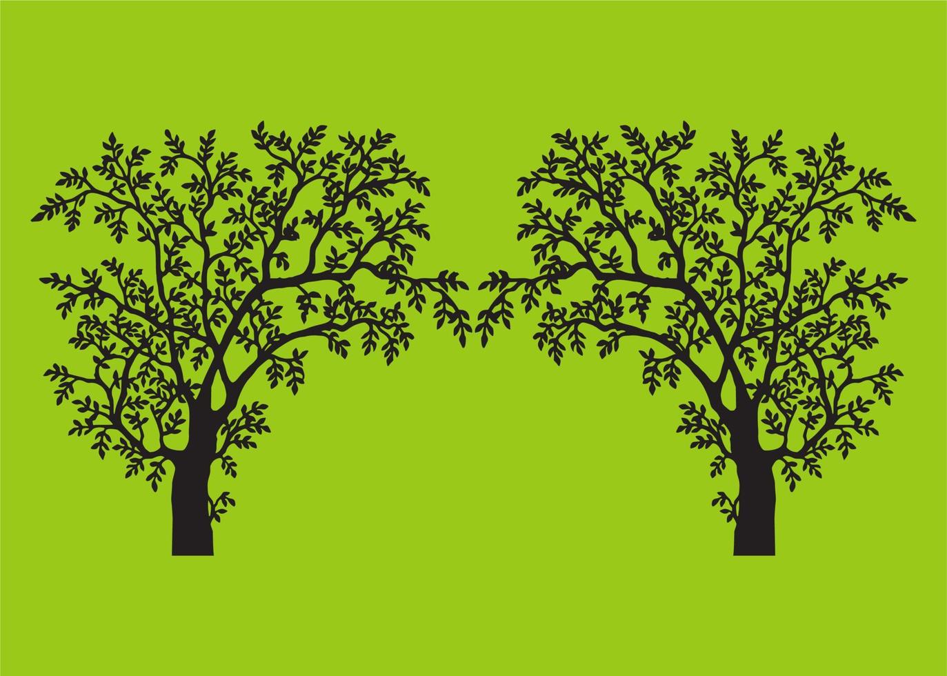 Black tree on green background vector