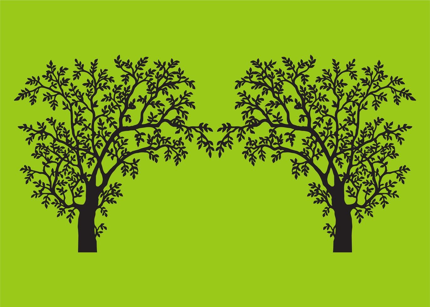 Black tree on green background vector