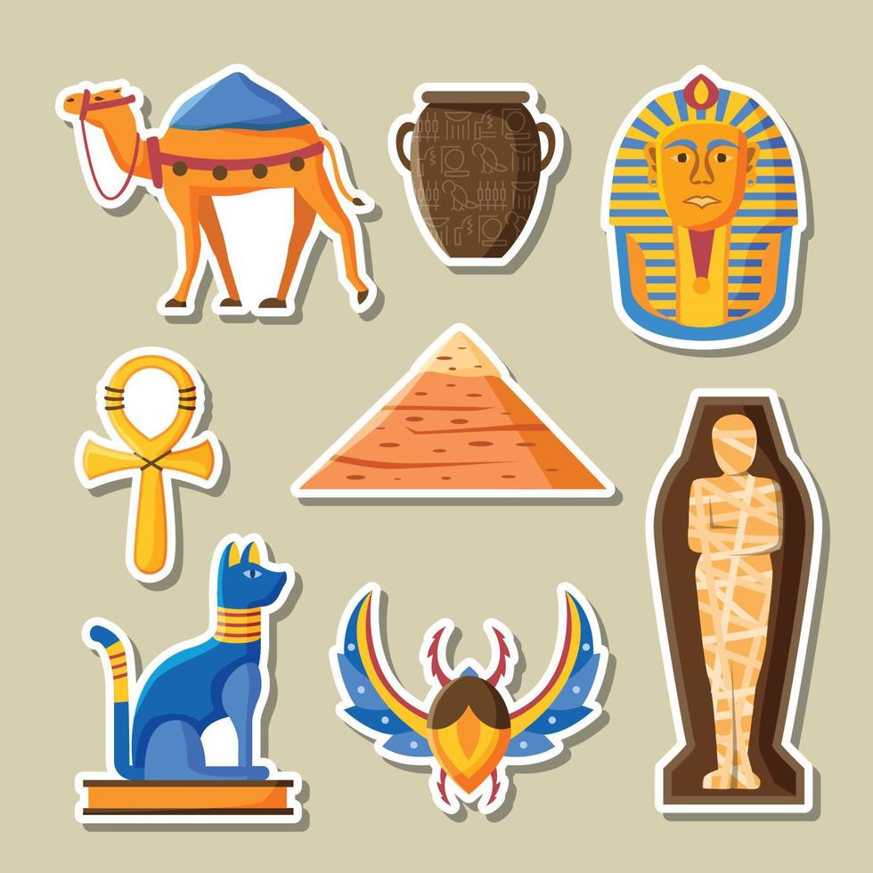 Egyptian Mummy Sticker Set vector