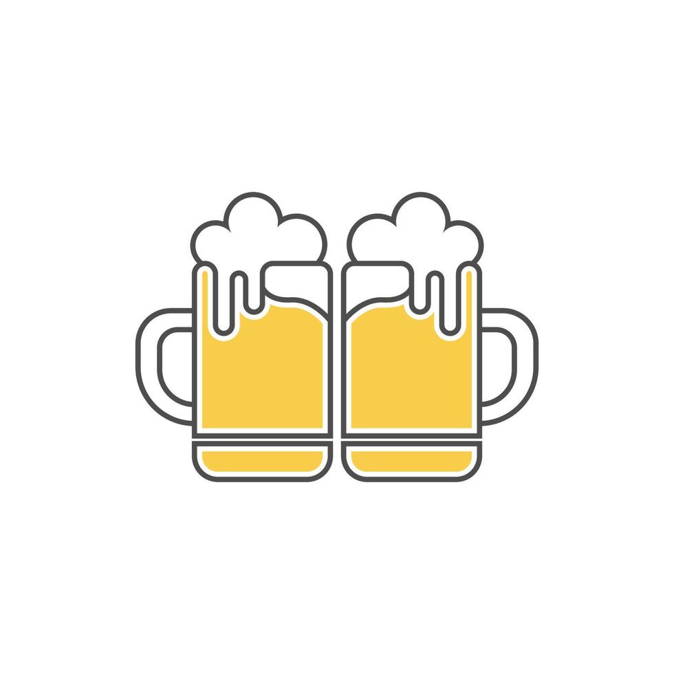 vector de plantilla de ilustración de diseño de logotipo de icono de cerveza