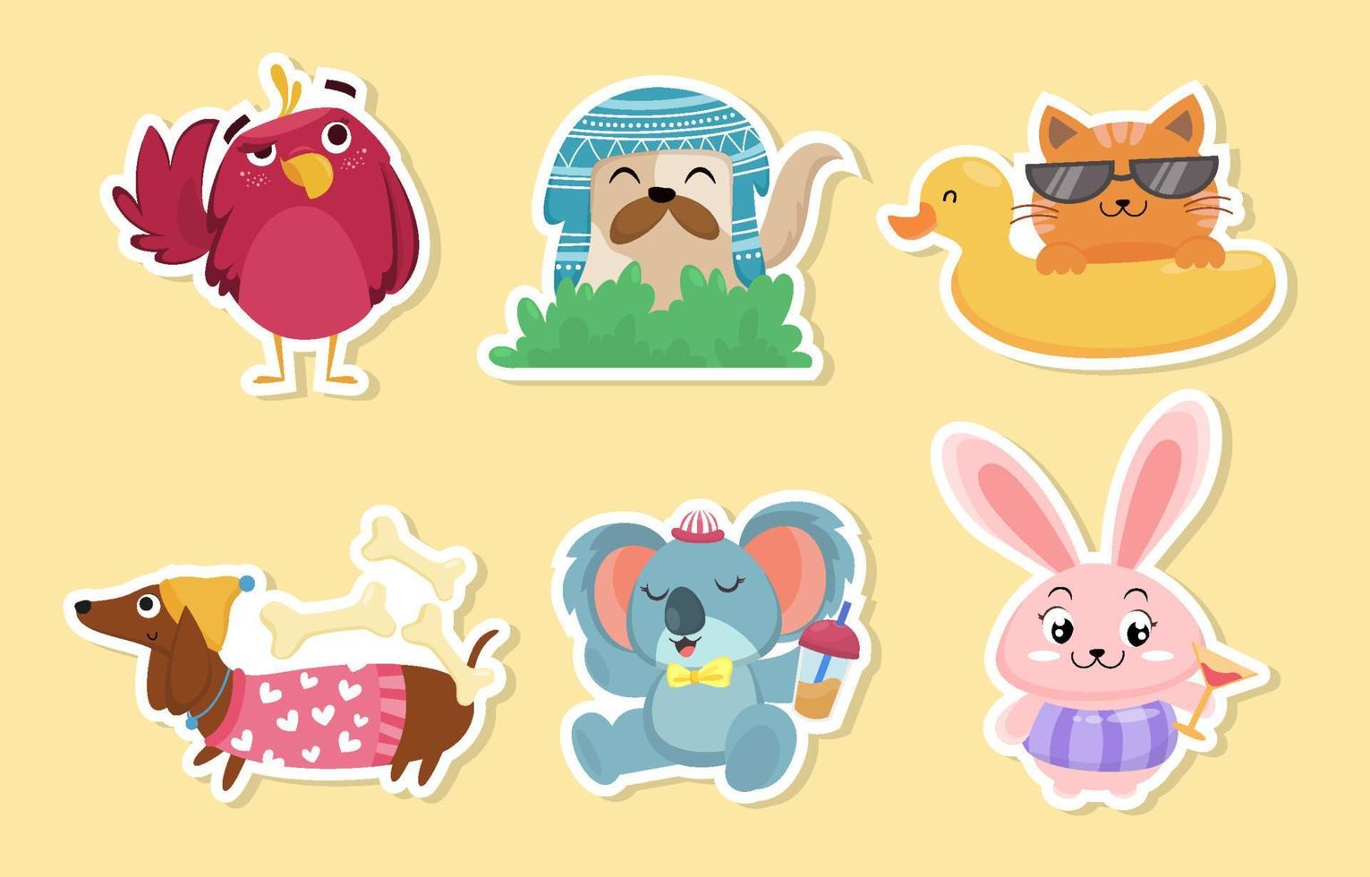 Cute Pets Sticker vector
