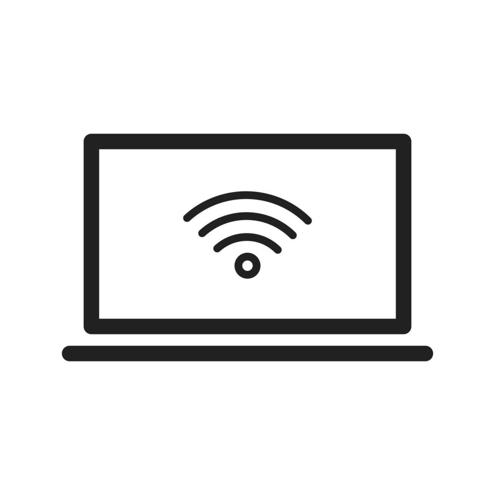 Laptop with WIFi Line Icon vector