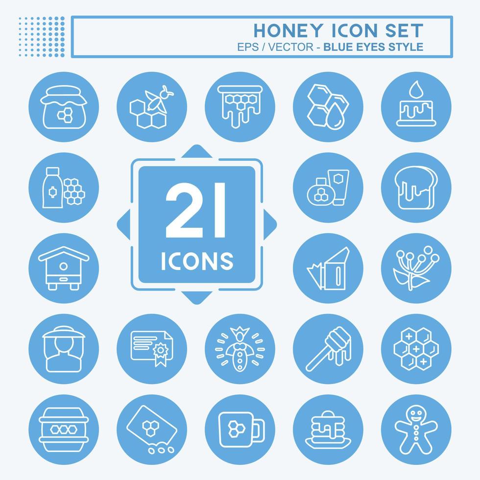 Icon Set Honey. suitable for Bee Farm. Blue Eyes Style. simple design editable. design template vector. simple illustration vector