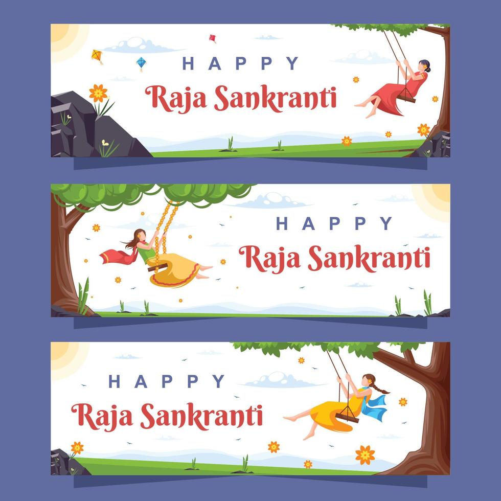 Raja Sankranti Banners Set vector