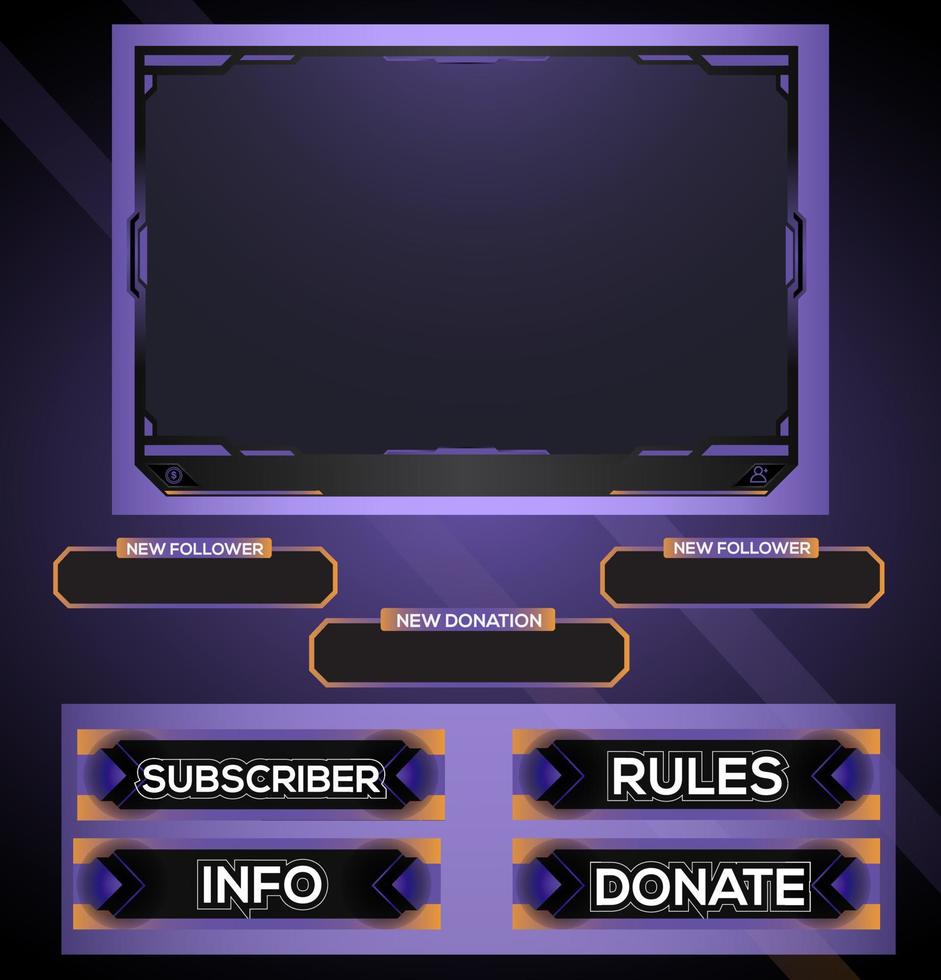 Live stream facecam, alert, panel element design vector