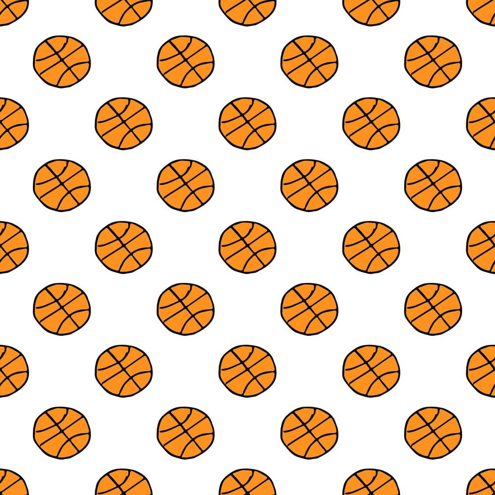 patrón de baloncesto sin fisuras. patrón de garabato sin costuras con pelota de baloncesto. ilustración vectorial con pelota de baloncesto sobre fondo blanco vector