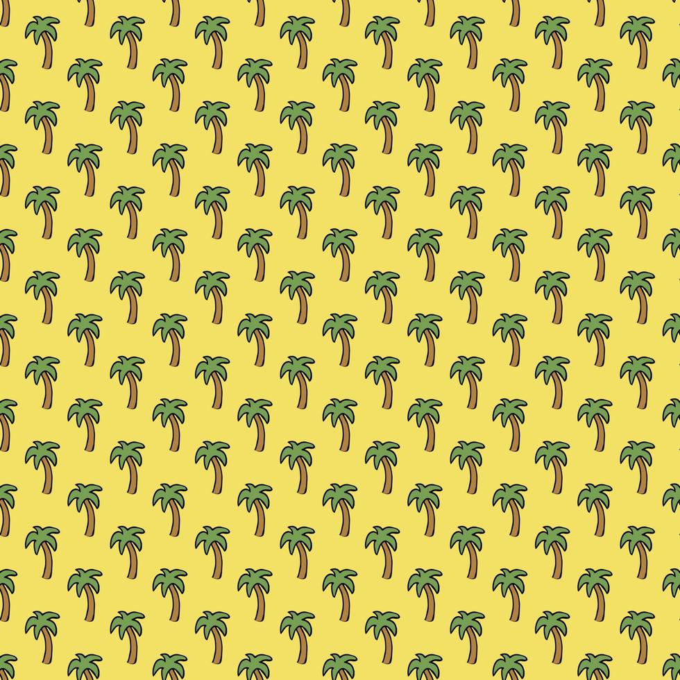 patrón de palma sin costuras. fondo de palma de color. doodle patrón tropical con palmeras verdes. patrón de palmas vintage vector