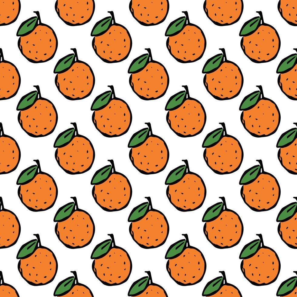 patrón sin costuras con iconos naranjas. fondo de color naranja. garabato, vector, ilustración, con, frutas vector