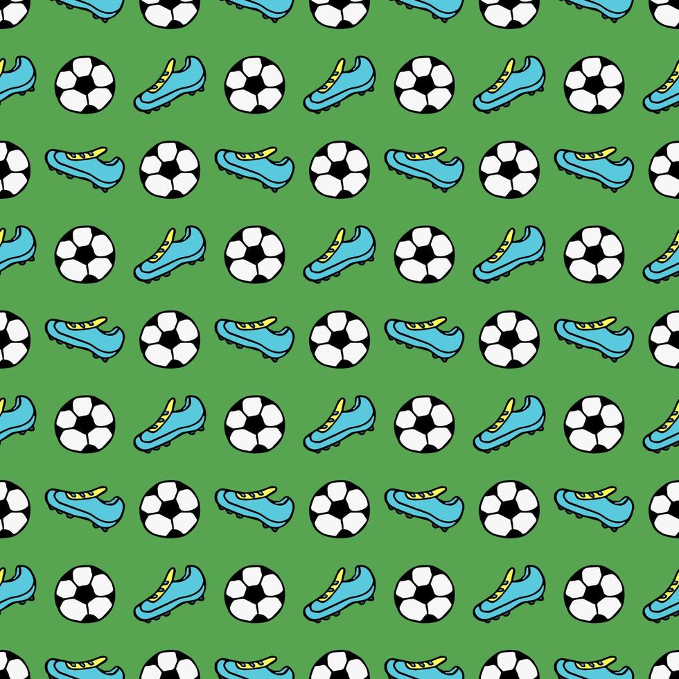 Seamless pattern with soccer ball. Doodle vector illustration with football ball. Colored football background