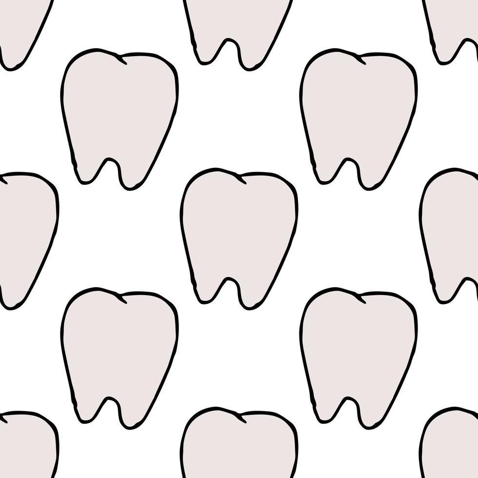 Seamless tooth pattern. Colored dental background. Doodle vector illustration with tooth