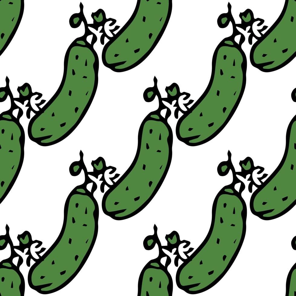 Seamless cucumber pattern. Colored cucumber background. Doodle vector illustration with cucumber