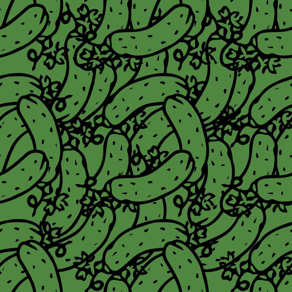 patrón de pepino sin costuras. fondo de pepino de color. garabato, vector, ilustración, con, pepino vector