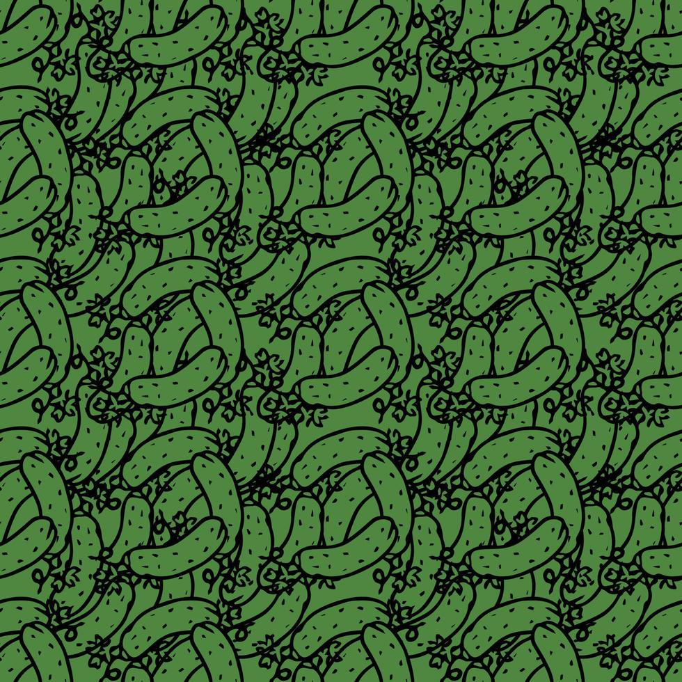 Seamless cucumber pattern. Colored cucumber background. Doodle vector illustration with cucumber