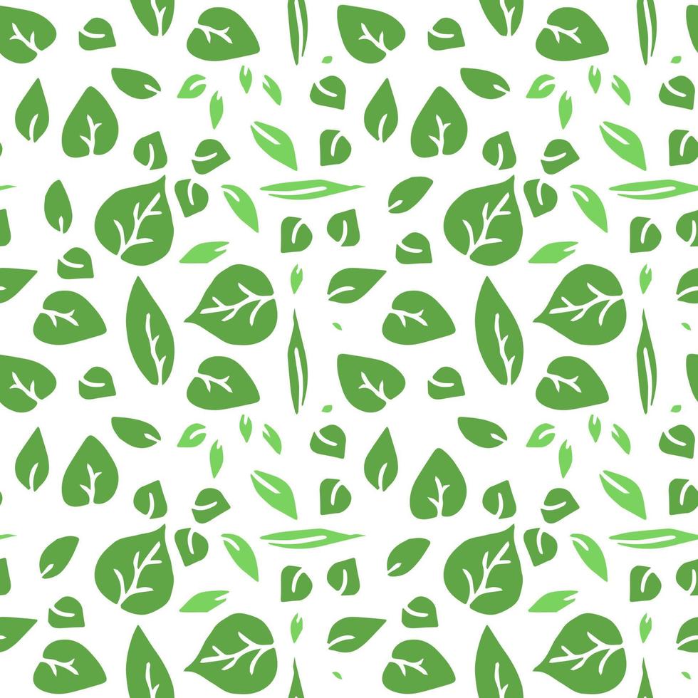 seamless pattern with green leaves. green leaves on the white background. vector