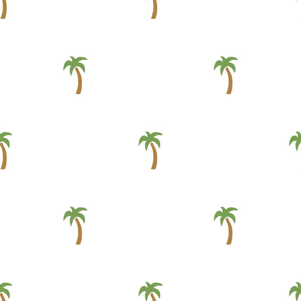 Seamless palm pattern. Colored palm background. Doodle tropic pattern with green palms. Vintage palms pattern vector
