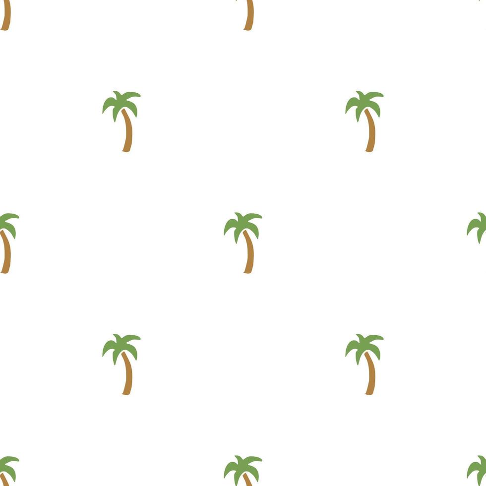 Seamless palm pattern. Colored palm background. Doodle tropic pattern with green palms. Vintage palms pattern vector