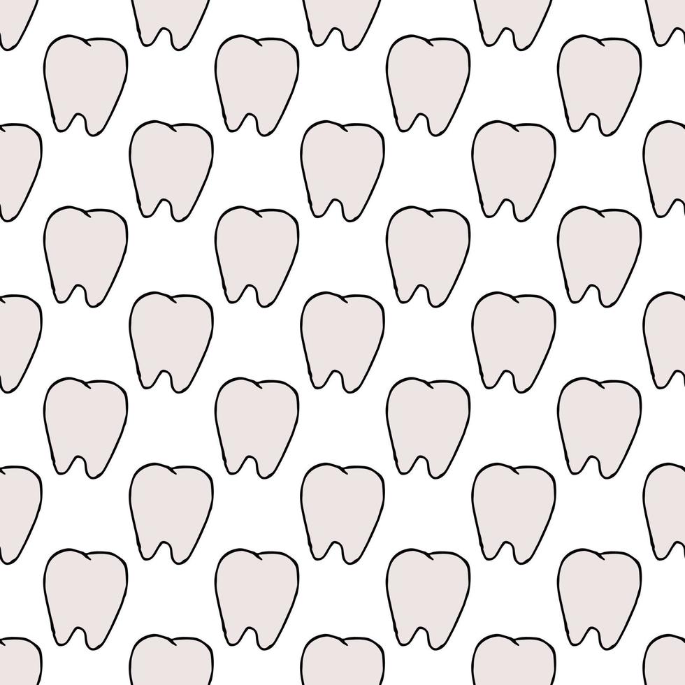 Seamless tooth pattern. Colored dental background. Doodle vector illustration with tooth