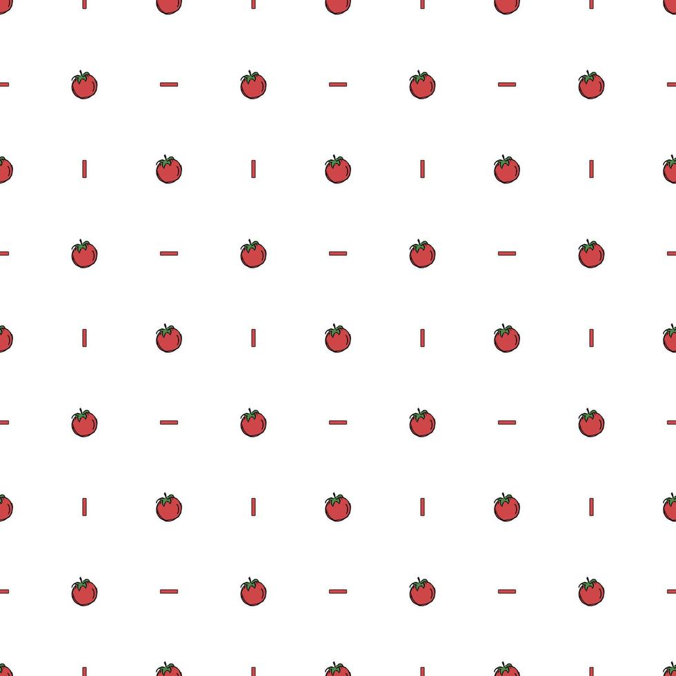 Seamless tomato pattern. Colored tomatoes background. Doodle vector illustration with tomato