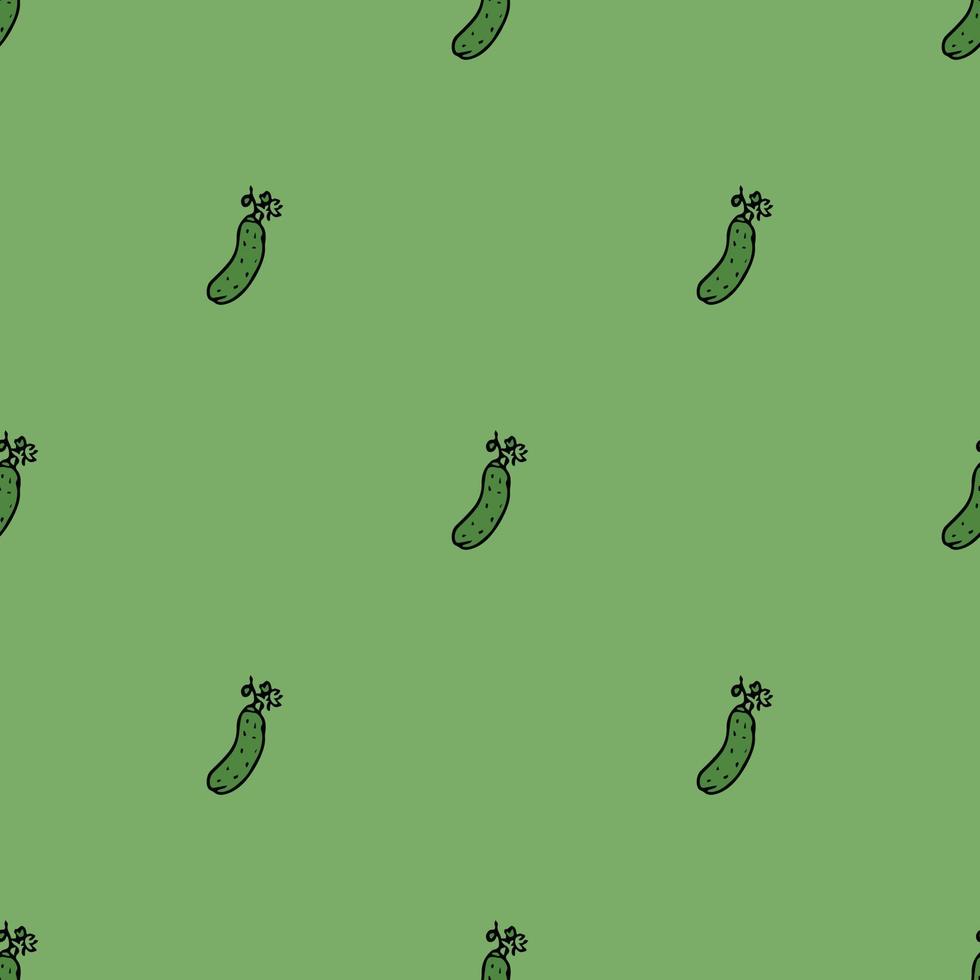Seamless cucumber pattern. Colored cucumber background. Doodle vector illustration with cucumber