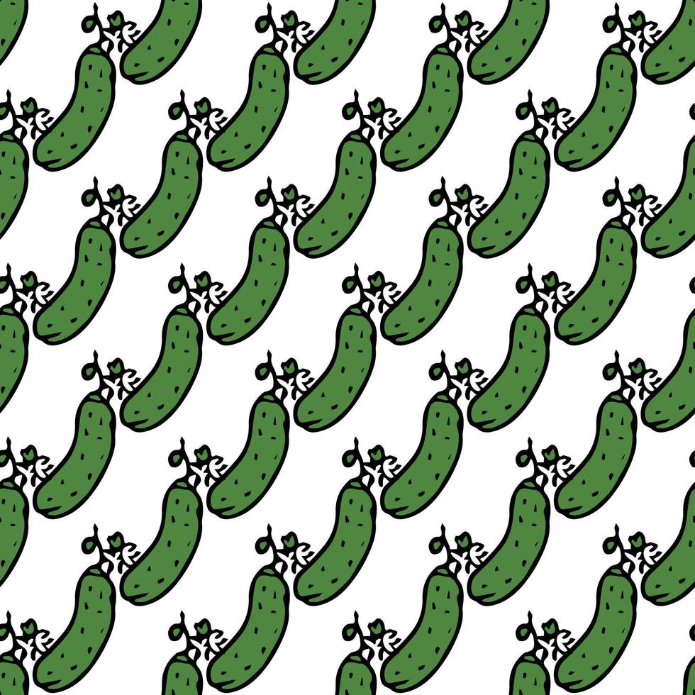 Seamless cucumber pattern. Colored cucumber background. Doodle vector illustration with cucumber