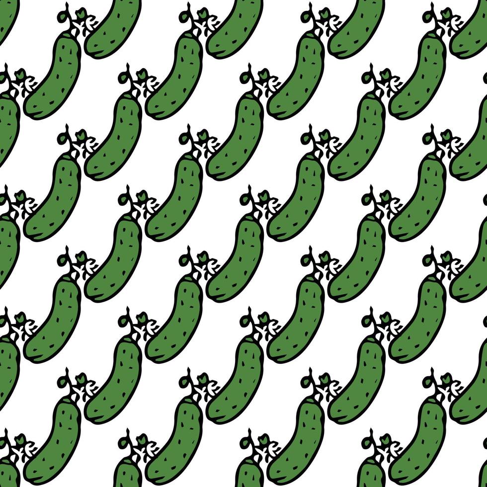 patrón de pepino sin costuras. fondo de pepino de color. garabato, vector, ilustración, con, pepino vector