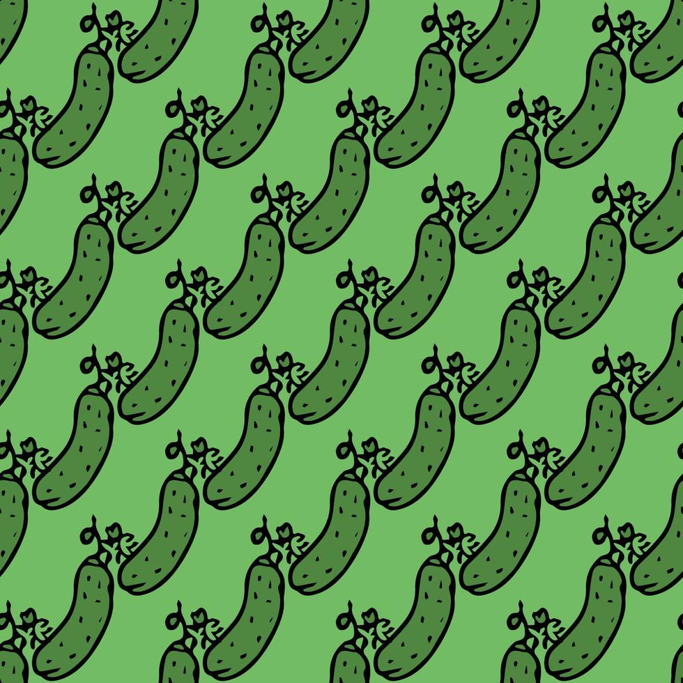 Seamless cucumber pattern. Colored cucumber background. Doodle vector illustration with cucumber