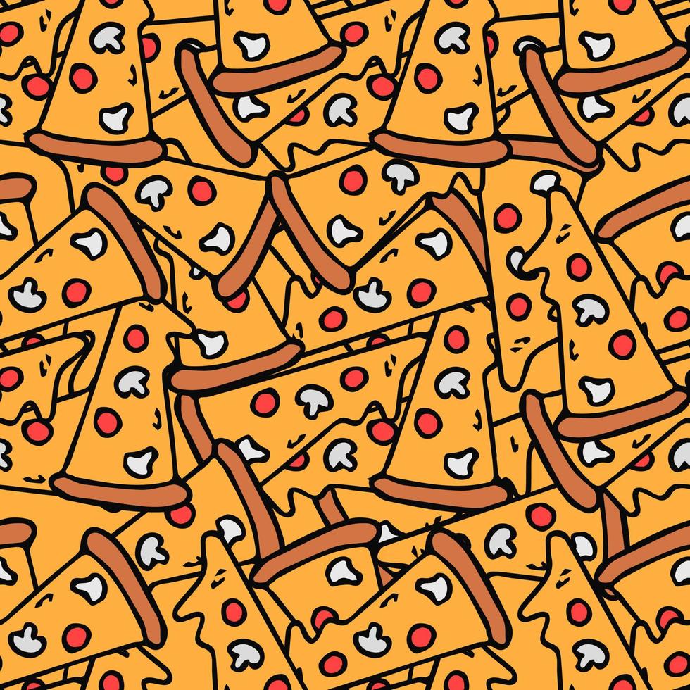Seamless pizza pattern. Colored pizza background. Doodle vector pizza  illustration 7685751 Vector Art at Vecteezy