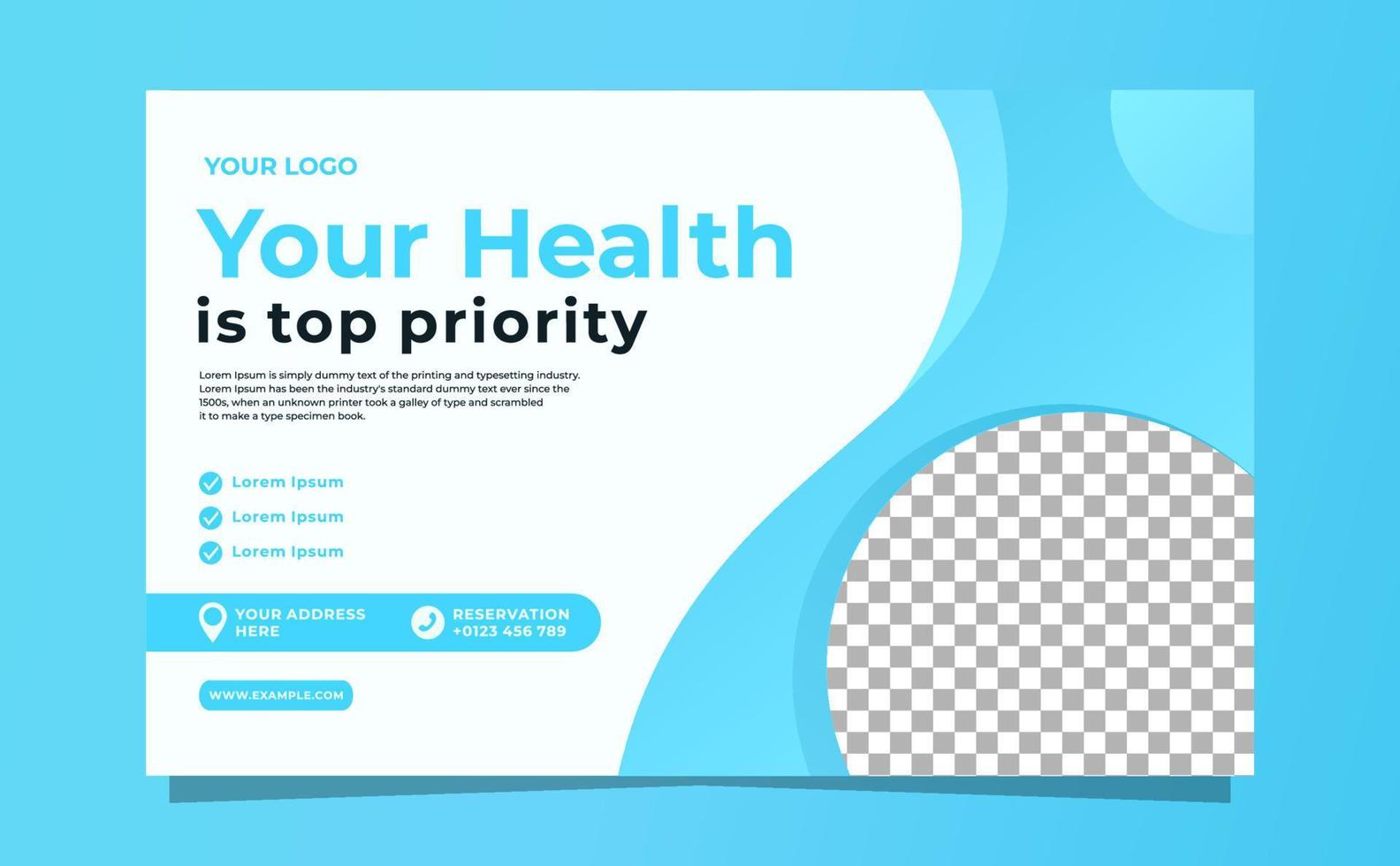 Your health is top priority web banner template design vector