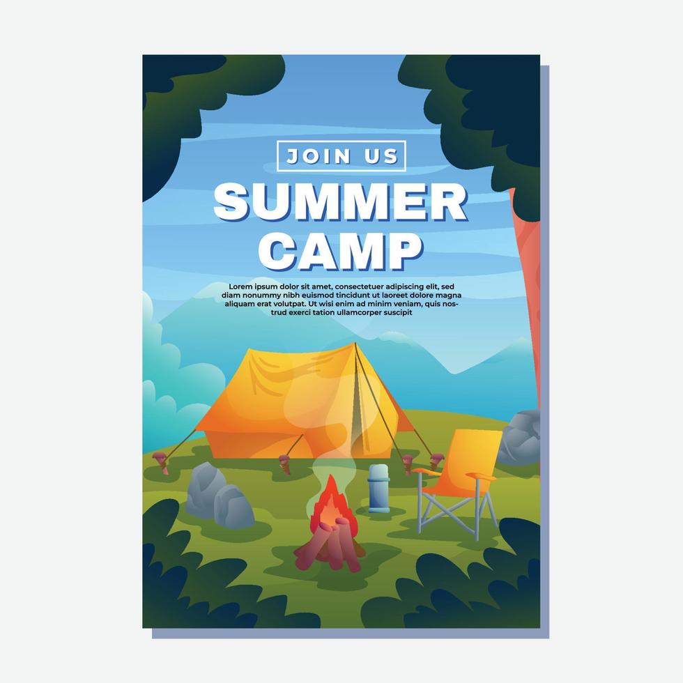 Summer Camp Poster Template vector