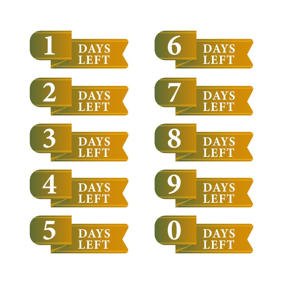 Countdown timer of several days with ribbon style for sales and promotion, etc. vector