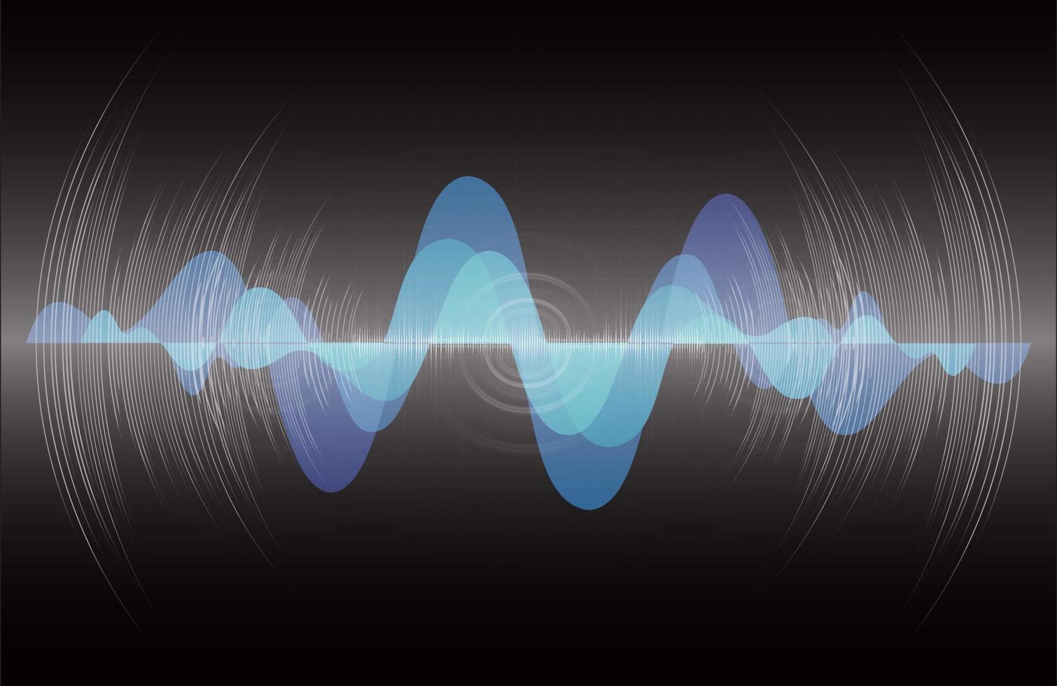 Sound waves oscillating dark light vector
