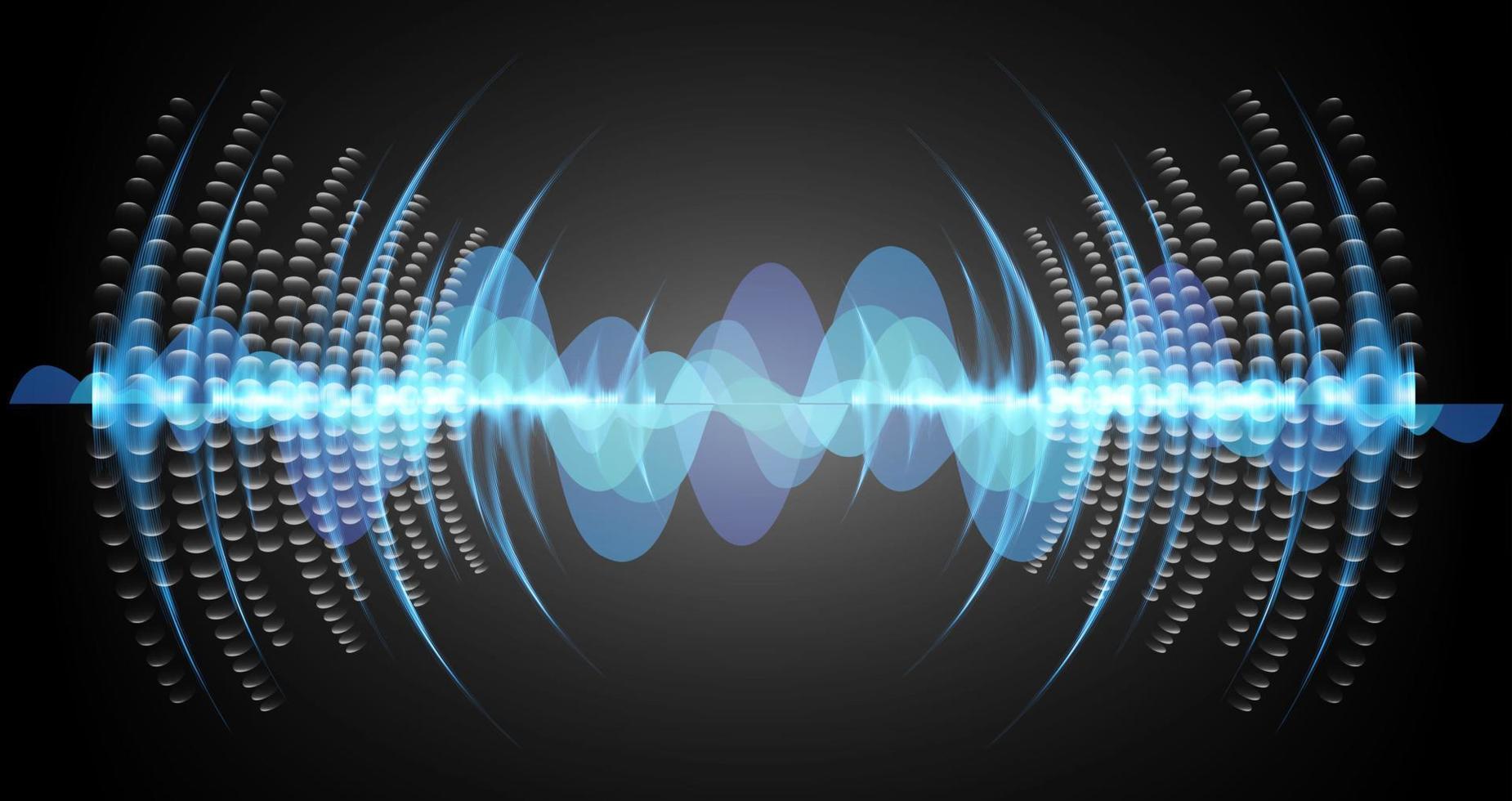 Sound waves oscillating dark light vector