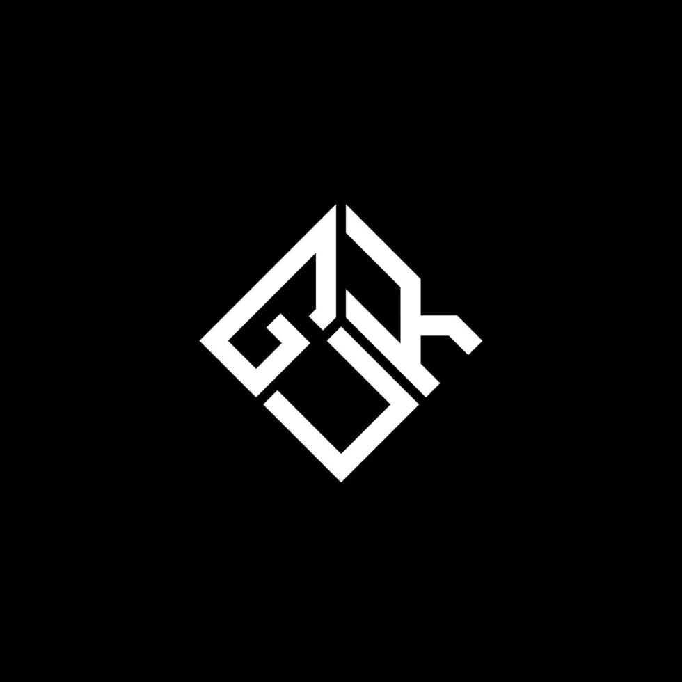 diseño del logotipo de la letra guk sobre fondo negro. concepto de logotipo de letra de iniciales creativas de guk. diseño de letras guk. vector