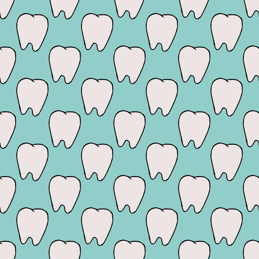 Seamless tooth pattern. Colored dental background. Doodle vector illustration with tooth