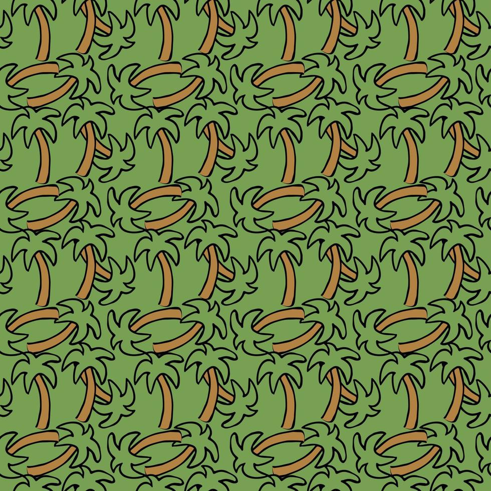 patrón de palma sin costuras. fondo de palma de color. doodle patrón tropical con palmeras verdes. patrón de palmas vintage vector