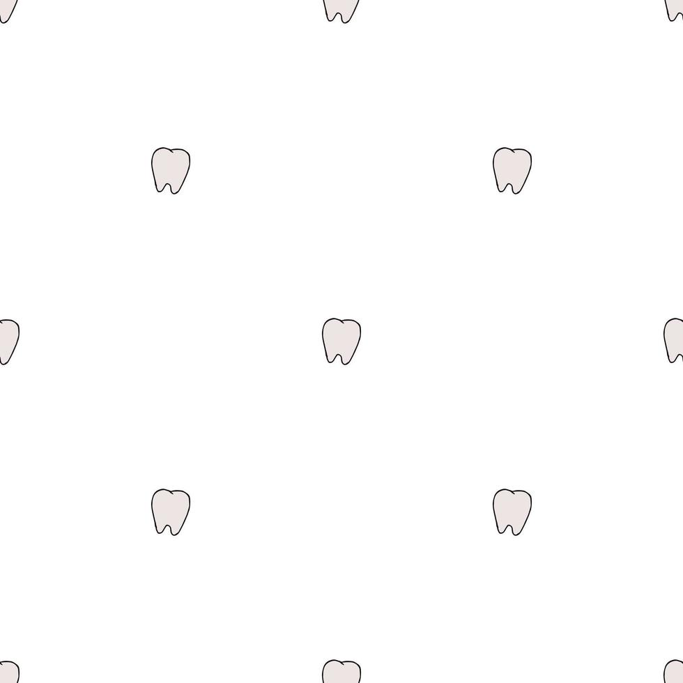 Seamless tooth pattern. Colored dental background. Doodle vector illustration with tooth