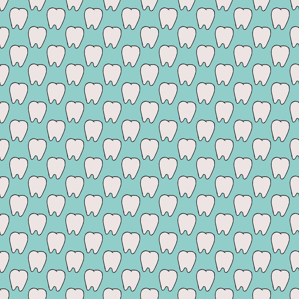 Seamless tooth pattern. Colored dental background. Doodle vector illustration with tooth
