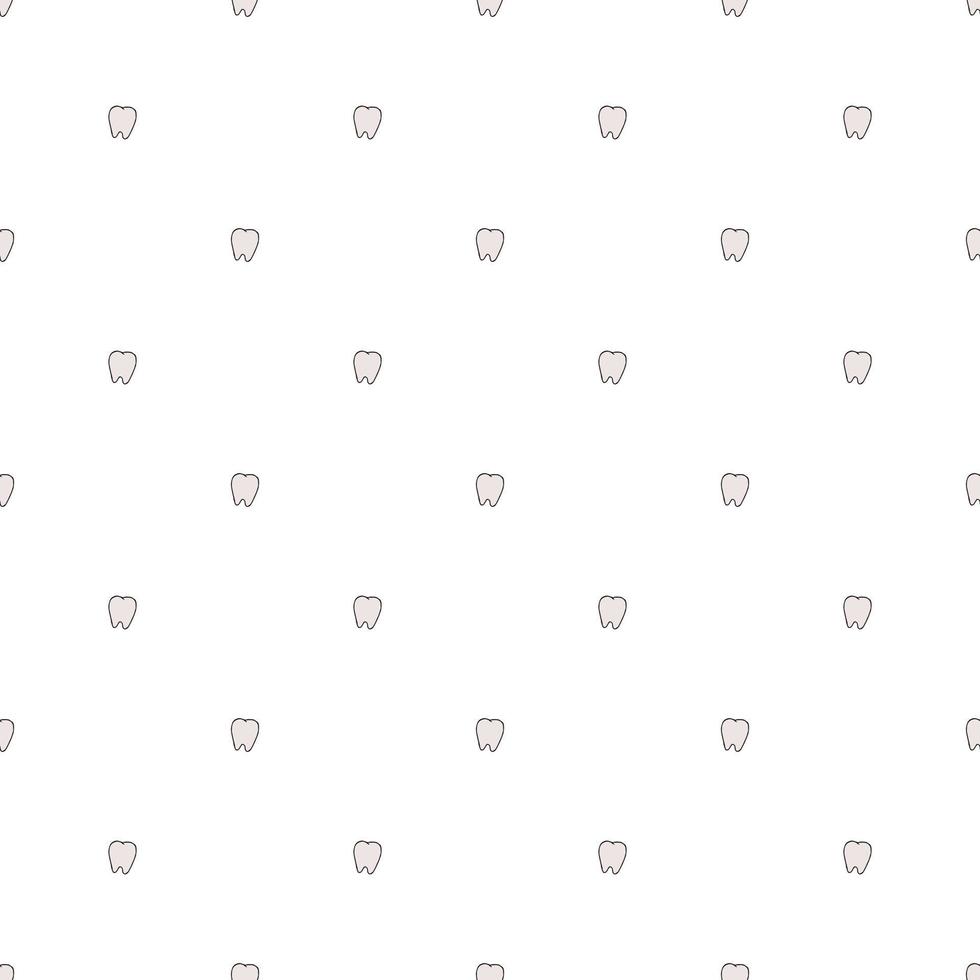 Seamless tooth pattern. Colored dental background. Doodle vector illustration with tooth