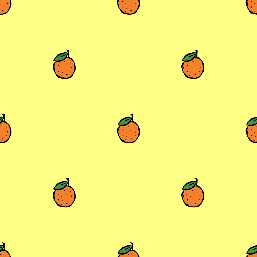 patrón sin costuras con iconos naranjas. fondo de color naranja. garabato, vector, ilustración, con, frutas vector