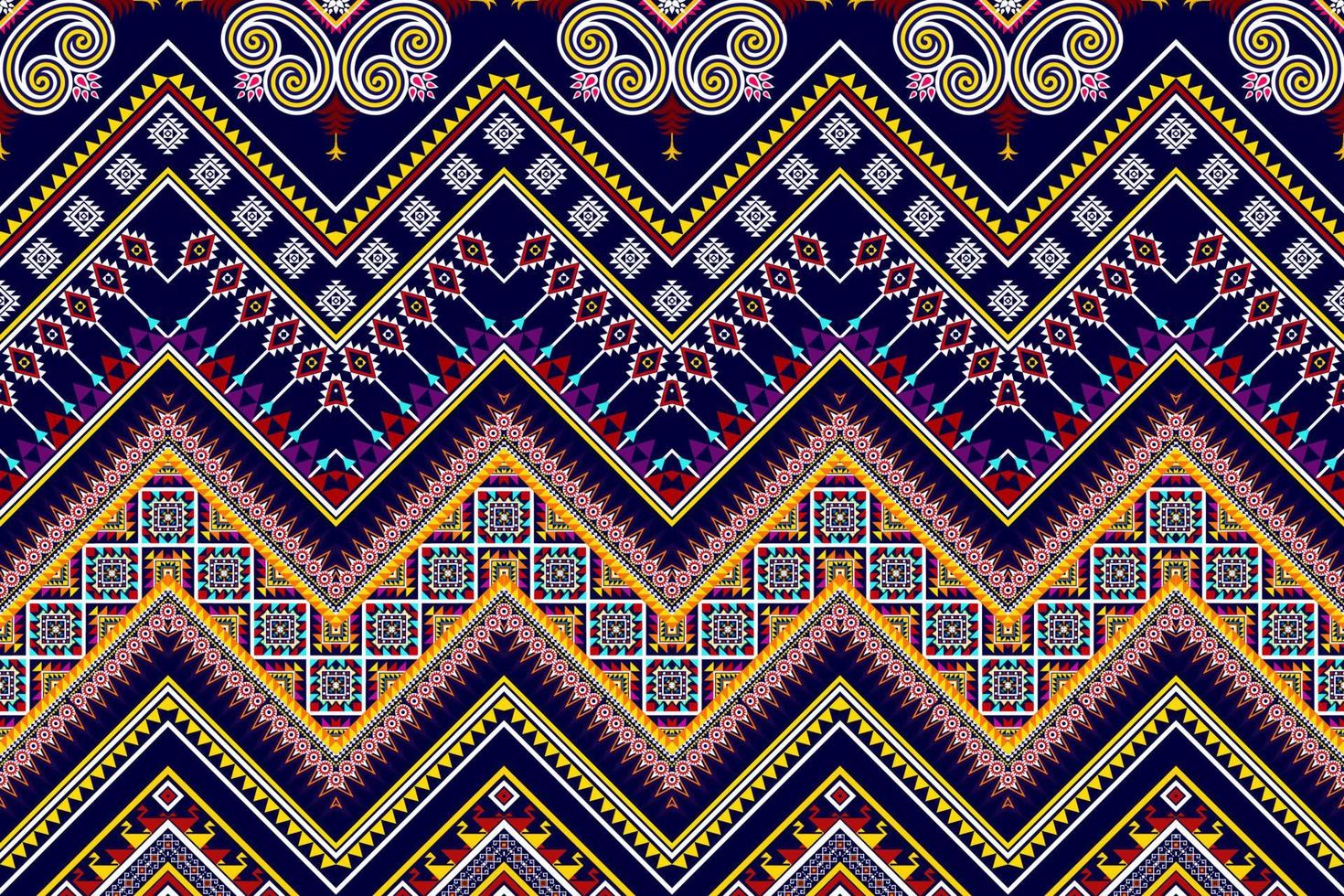 Ikat ethnic seamless pattern design abstract geometric Aztec fabric carpet ornament chevron textile decoration wallpaper. Tribal turkey African Indian American traditional embroidery vector