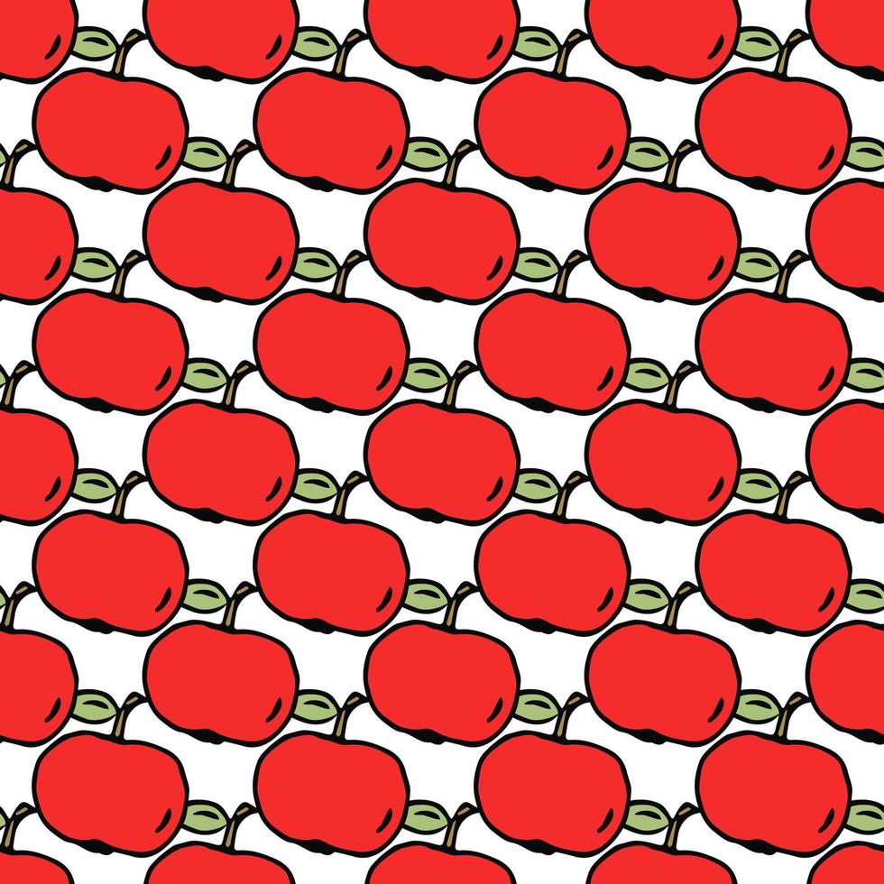 patrón de manzanas. patrón de garabato sin costuras con manzanas rojas. ilustración vectorial con manzanas rojas sobre fondo blanco vector