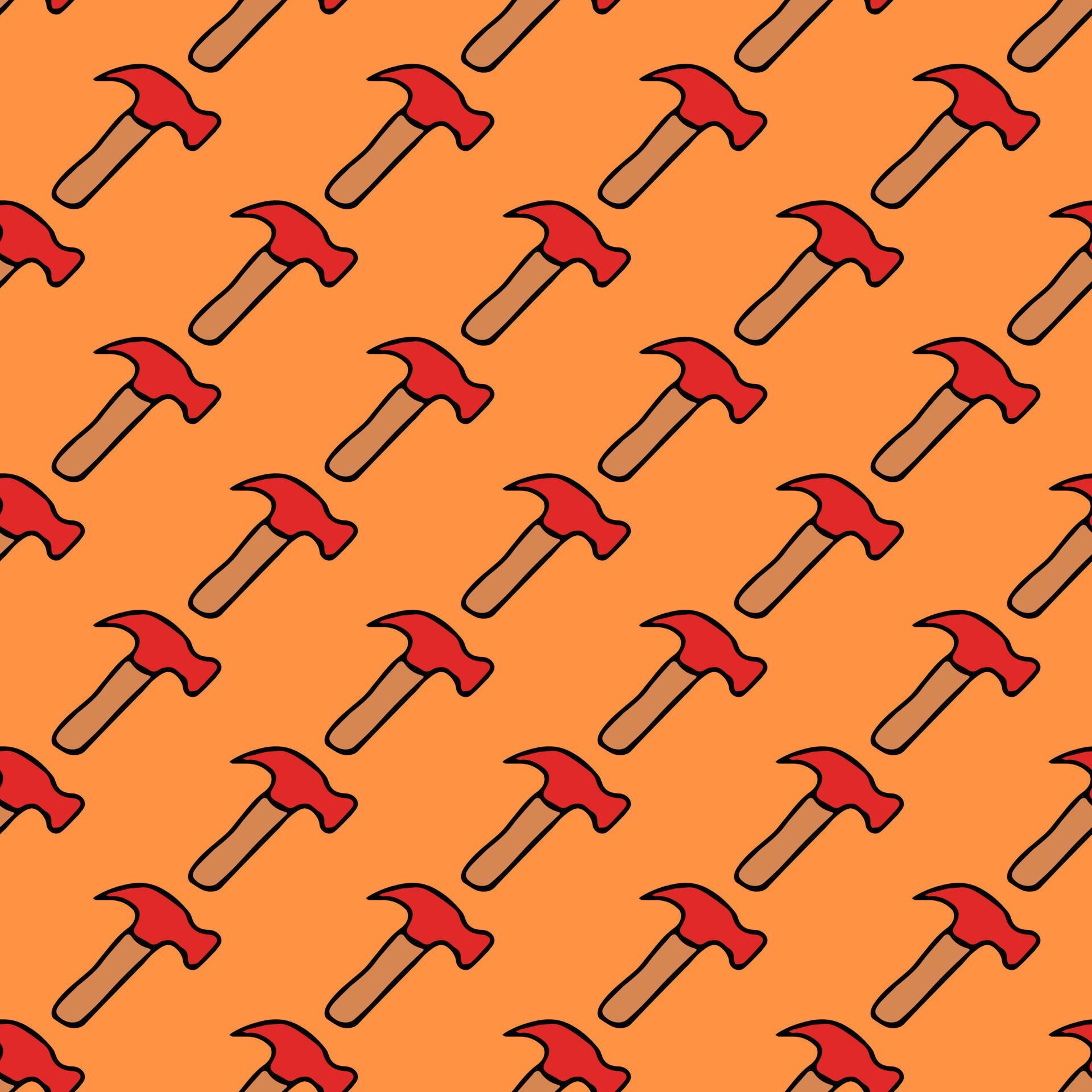 Seamless vector pattern with construction hammer. Colored construction